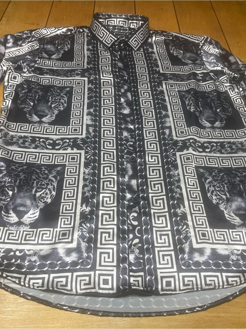 Barabas Button Up Dress Shirt Leopard/Geometric Pattern AOP Size Large NWOT!!!